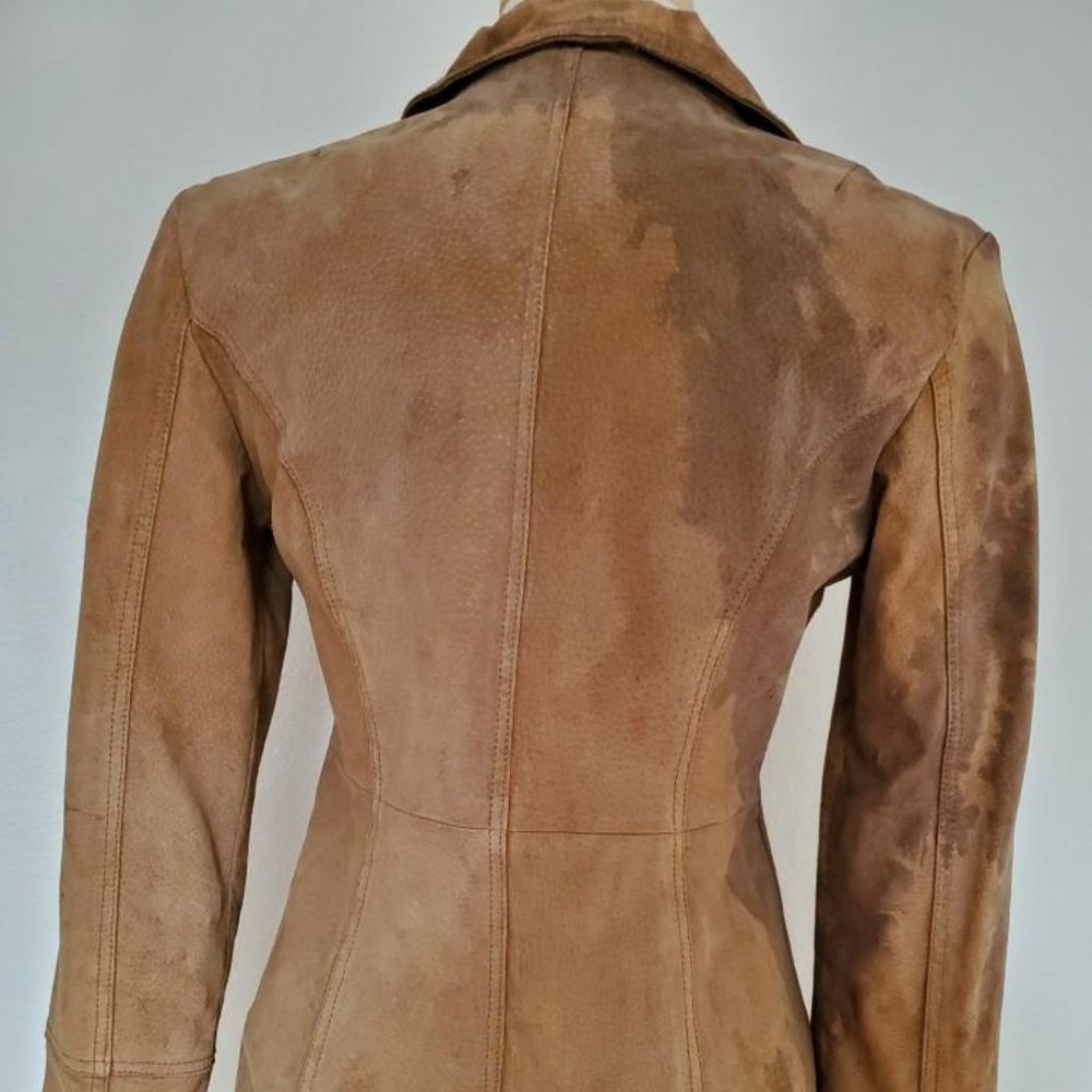 Suede leather Jacket safari dyed cowgirl equestrian blazer brown tan beige 2 4 6 - Picture 2 of 6